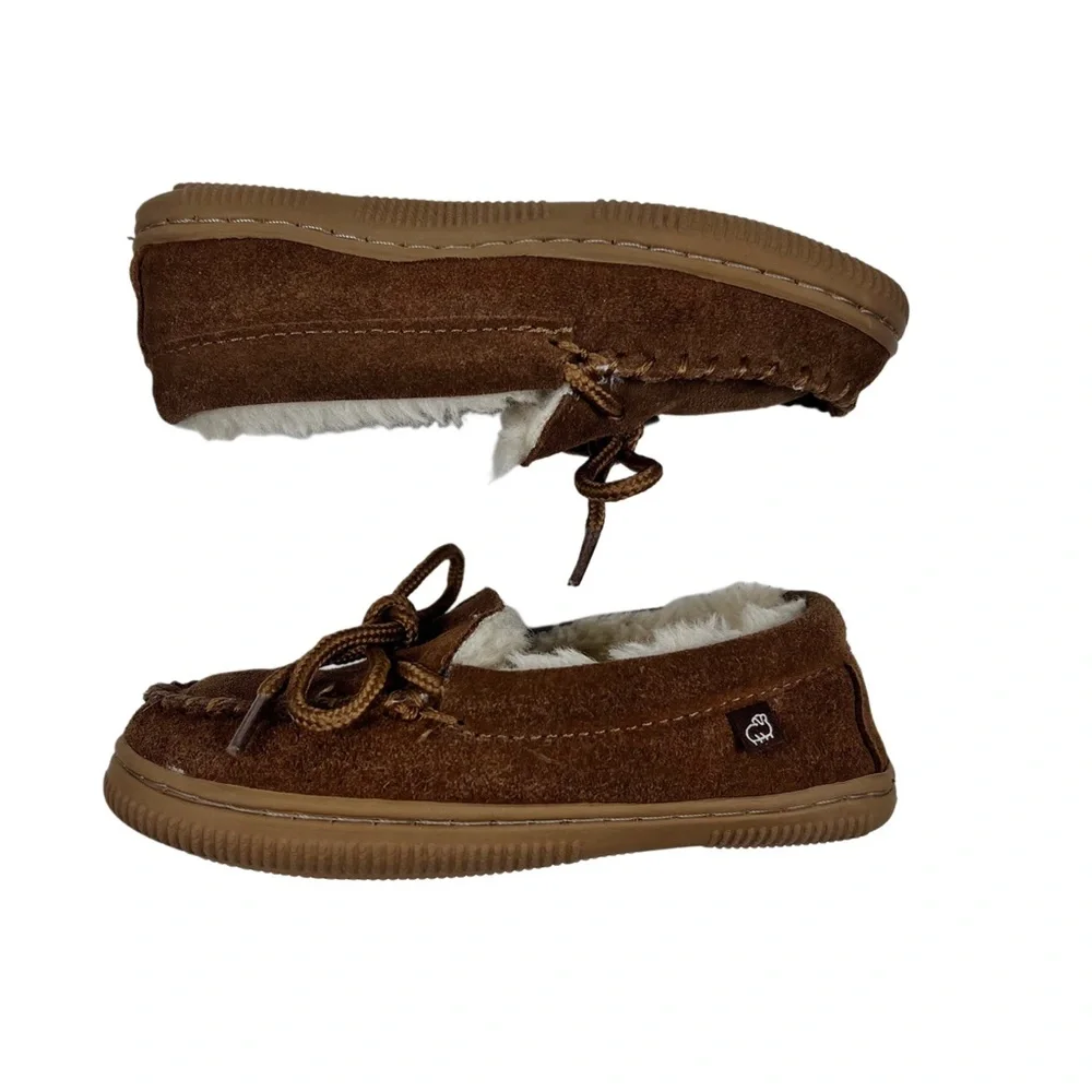Lamo Youth Brown Suede Shearling Slippers Sz 12